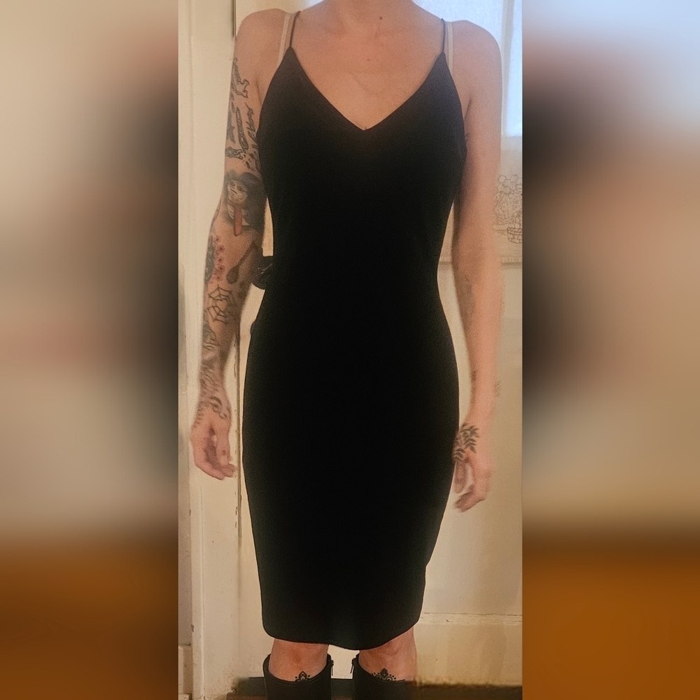 Black Velvet Cocktail Dress - Picture 2 of 7